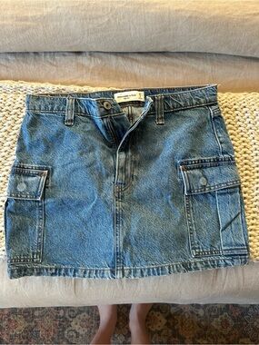 Abercrombie & Fitch Blue Denim Cargo Mini Skirt